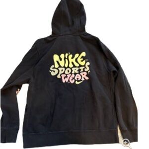 Nike Black Hoodie with Yellow and Pink Logo